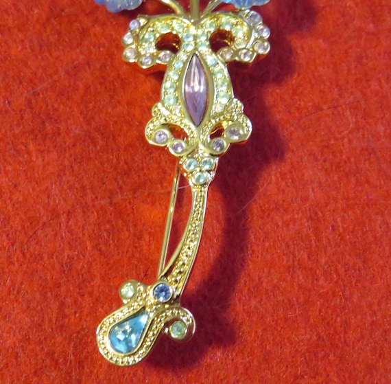 Gorgeous 1990's Swarovski Crystal Gold Tone Flora… - image 6
