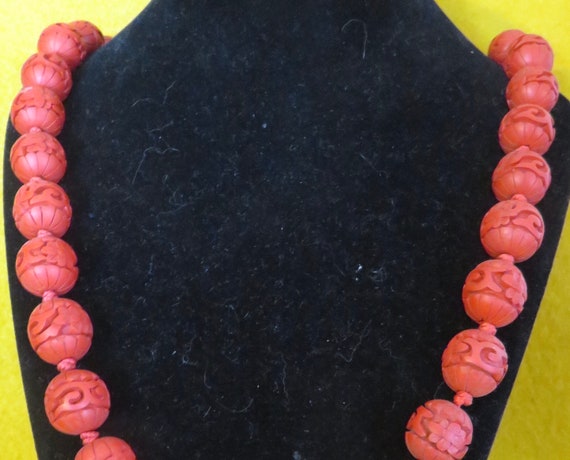 Vintage Chinese Cinnabar Bangle Bracelet & Matchi… - image 4