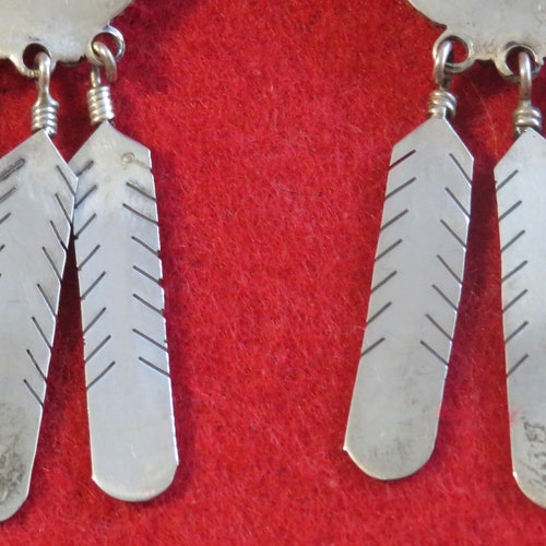 Original hotsell Running Bear Navajo American Indian Sterling Silver Multi Stone Inlay Earring Set