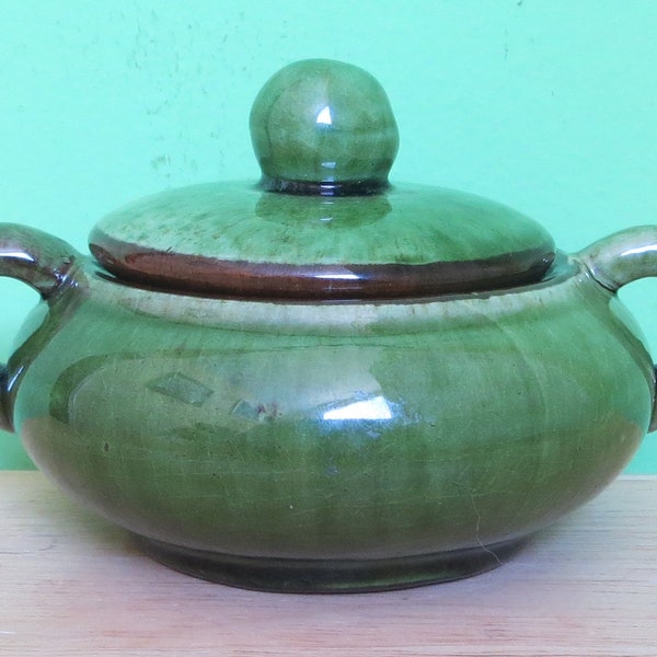 Antique Green Pottery Bowl Etsy