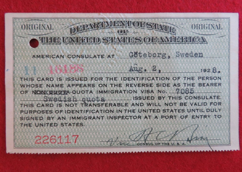 Obsolete 1920's US Immigrant Department Of Labor ID Identification Card With Photo image 7