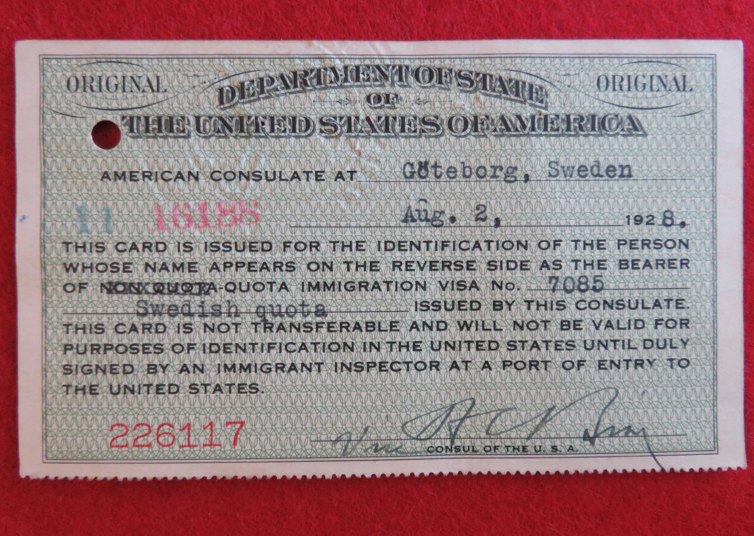 国内外の人気が集結 Immigrant US 1920's Obsolete Department ID Labor of その他