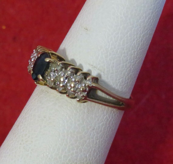 Vintage 1960's Blue Sapphire & Diamond 10 Karat Y… - image 8