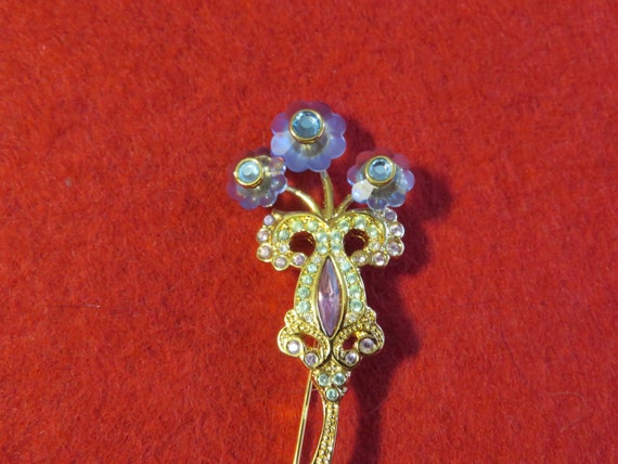 Gorgeous 1990's Swarovski Crystal Gold Tone Flora… - image 8