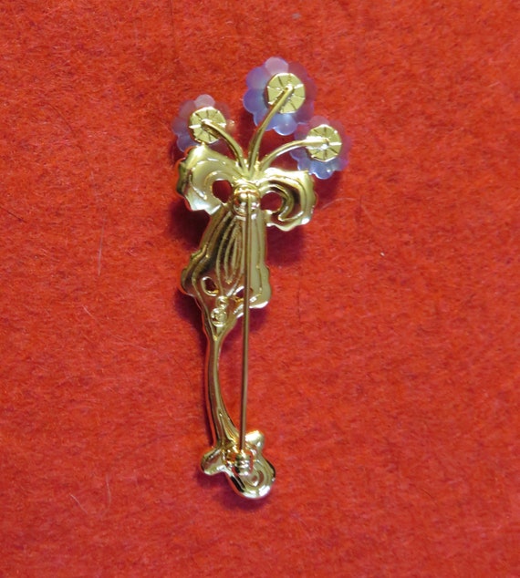 Gorgeous 1990's Swarovski Crystal Gold Tone Flora… - image 2