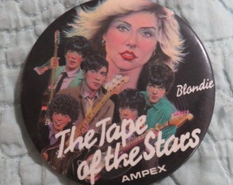 Vintage 1970's Blondie (Debbie Harry) Rock & Roll Ampex Tapes Advertising Pin Back Button
