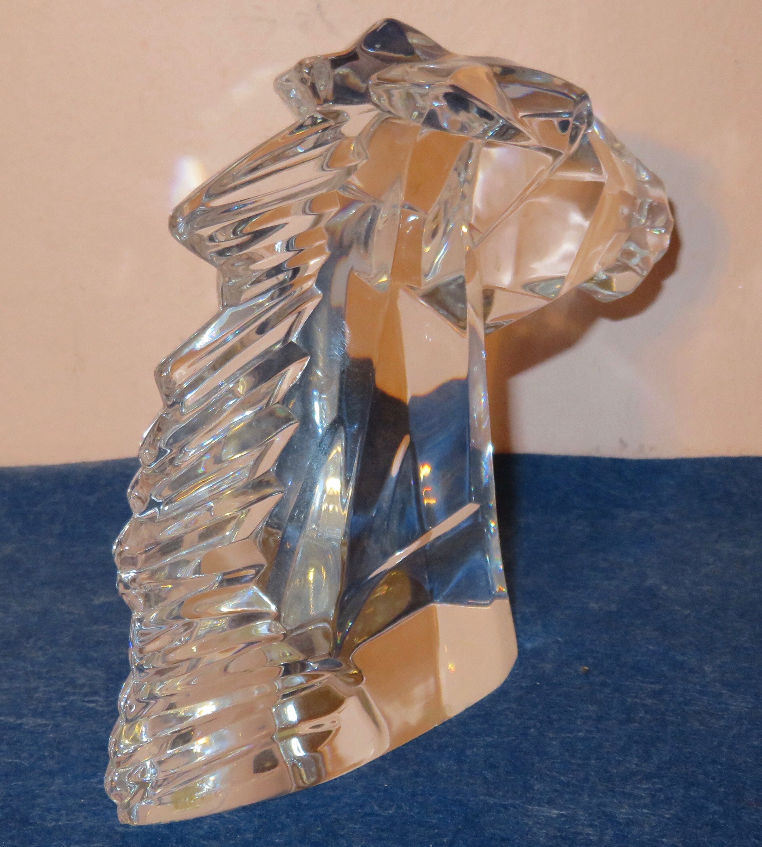 Exquisite 1980's Daum France Crystal Clear Horse Stallion Head