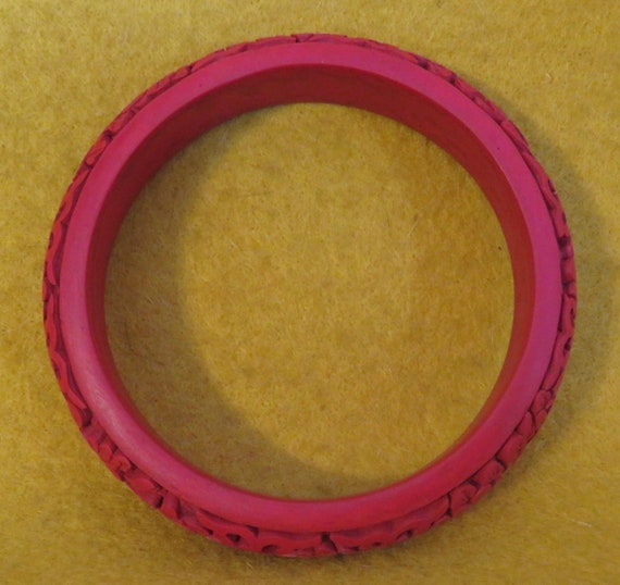 Vintage Chinese Cinnabar Bangle Bracelet & Matchi… - image 8