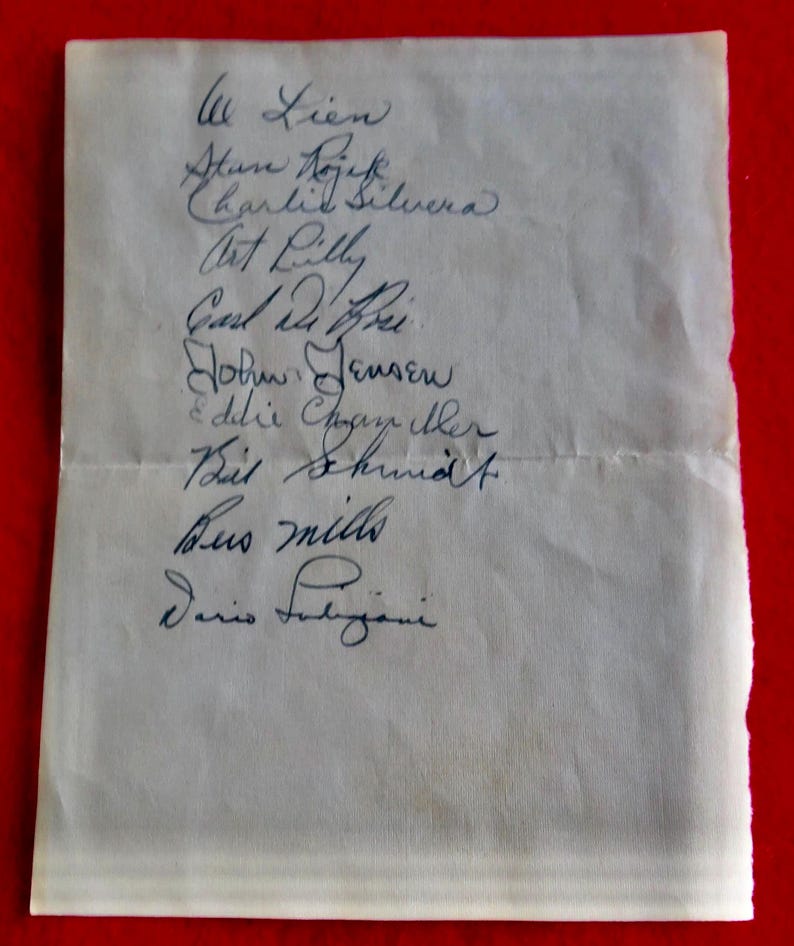 Mid 1940's Major League Baseball Players Signed Page - Dario Lodigiani, Stan Rojek & More image 1