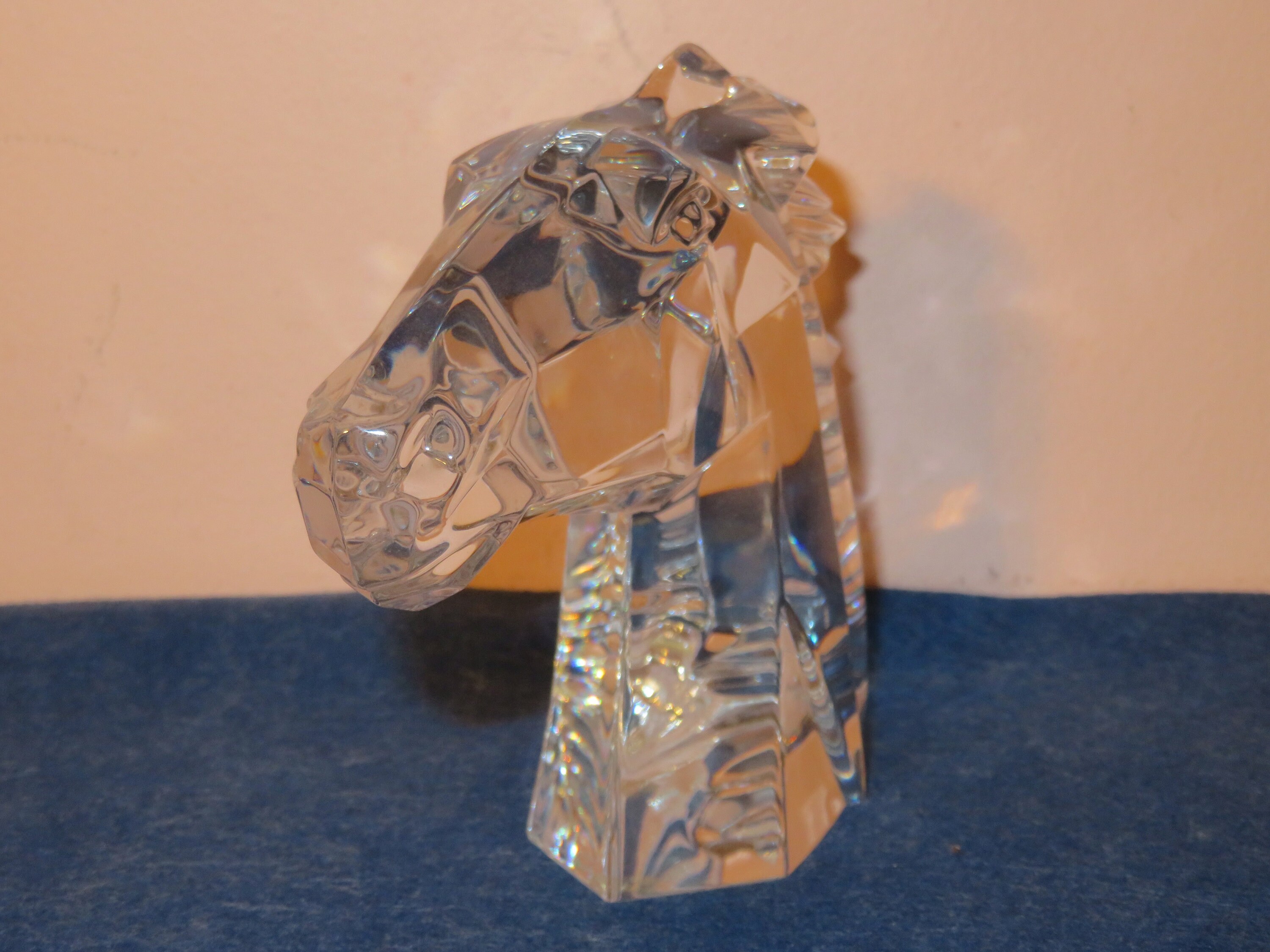 【1980年代レアArt】Daum FRANCE Crystal HORSE Exquisite 1980's Daum France Crystal Clear Horse Stallion Head