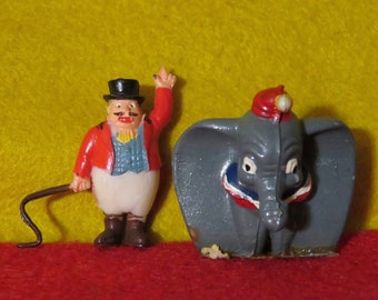 Dumbo & Ringmaster/Ring Master Marx Disney On Parade Disneykins Vintage Plastic Playset Figures