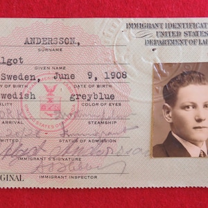 Obsolete 1920's US Immigrant Department Of Labor ID Identification Card With Photo image 8