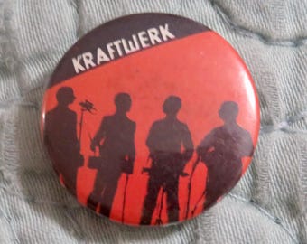 Vintage 1980's Kraftwerk Punk Rock & Roll Music Pin Back Button