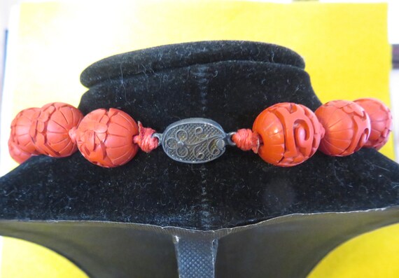 Vintage Chinese Cinnabar Bangle Bracelet & Matchi… - image 3