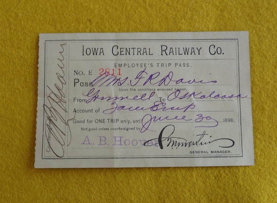 1898 Maine Central Railroad pass 1898 Maine Central Railroad pass