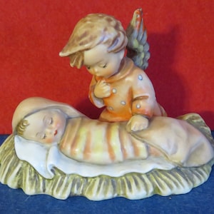 Original 1950&#39;s Hummel Angel & Child Candle Holder Fine Porcelain Figurine - TMK-2