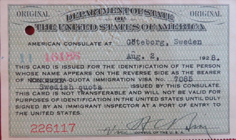 Obsolete 1920's US Immigrant Department Of Labor ID Identification Card With Photo image 5