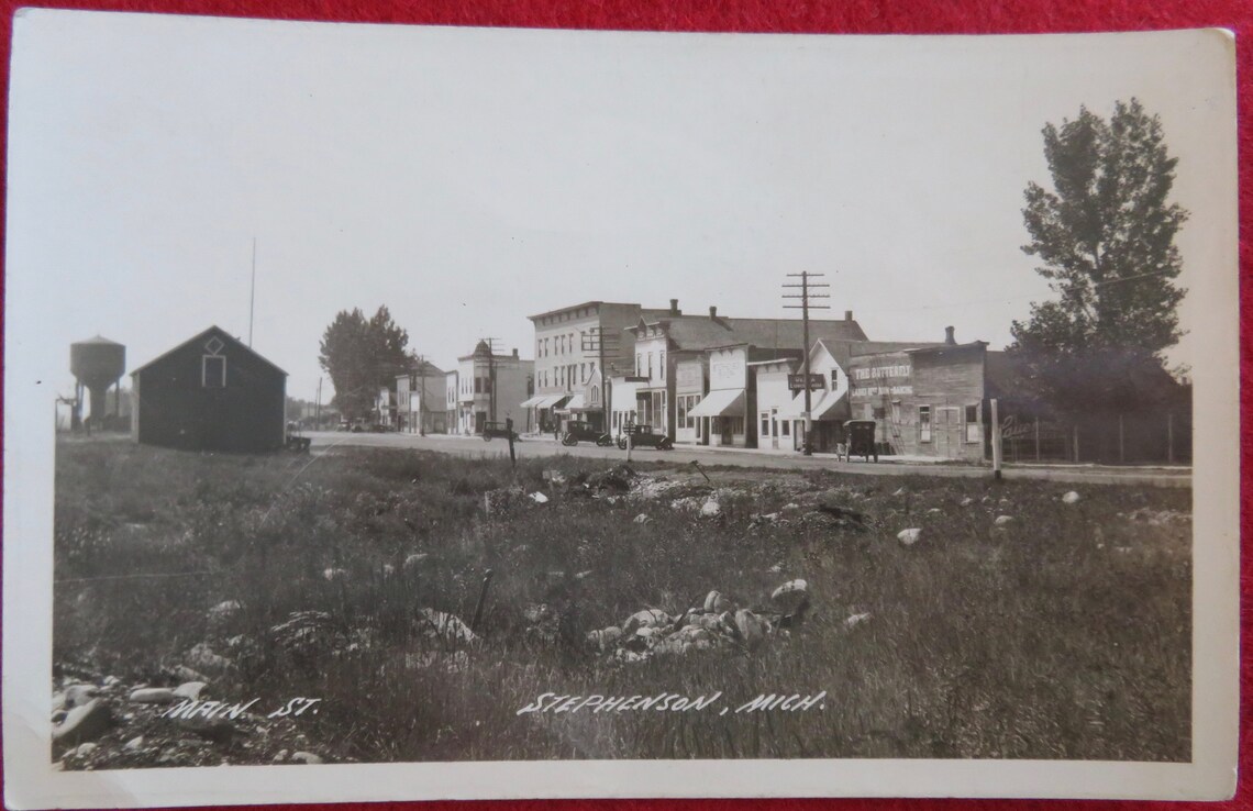 Vintage 1910's Stephenson Michigan Main Street RPPC Real Etsy