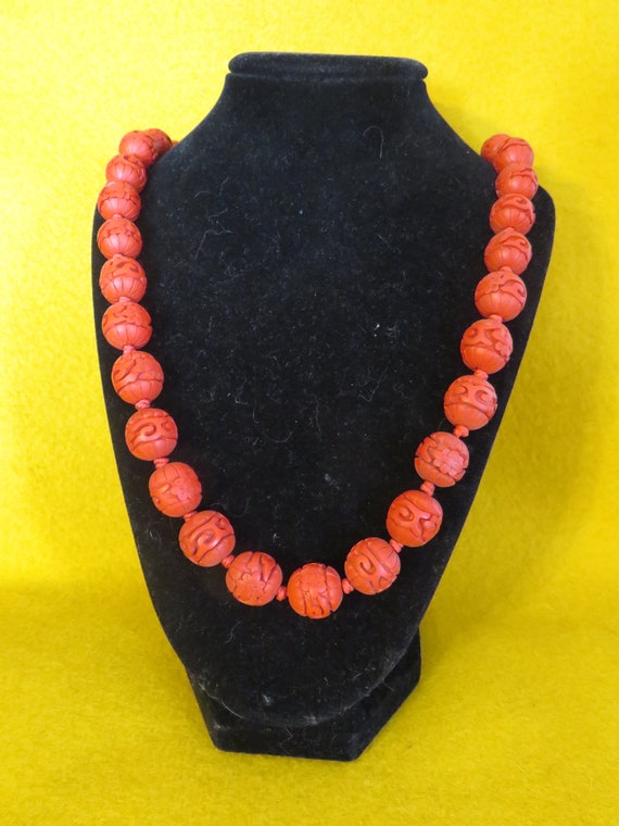 Vintage Chinese Cinnabar Bangle Bracelet & Matchi… - image 5