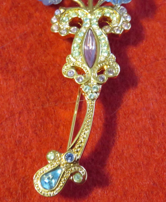 Gorgeous 1990's Swarovski Crystal Gold Tone Flora… - image 9