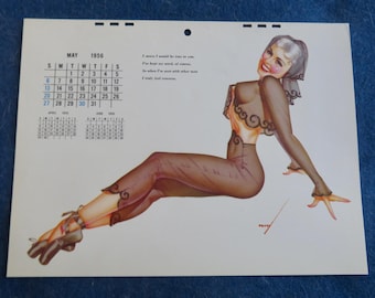Original May 1956 Sexy Pin Up Girl Calendar Page By George Petty