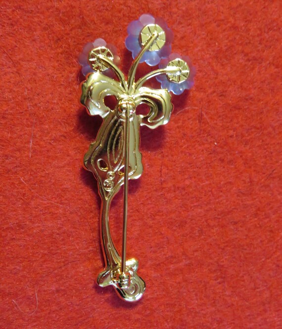 Gorgeous 1990's Swarovski Crystal Gold Tone Flora… - image 7