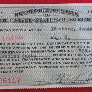 Obsolete 1920's US Immigrant Department Of Labor ID Identification Card With Photo image 9