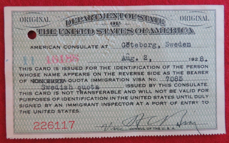 Obsolete 1920's US Immigrant Department Of Labor ID Identification Card With Photo image 9