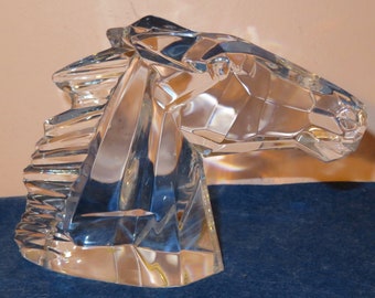 Exquisite 1980's Daum France Crystal Clear Horse Stallion Head