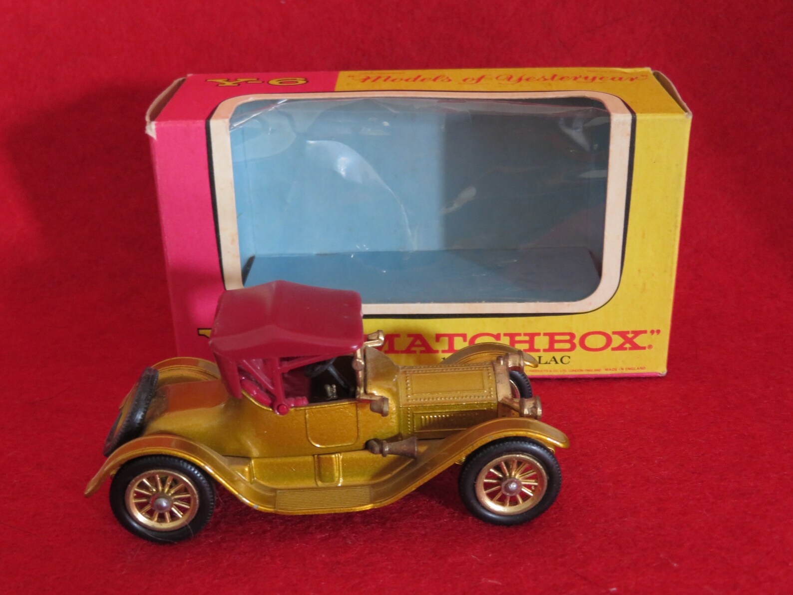 Vintage 1960's Lesney Matchbox 1913 Cadillac Y6 Car in Original