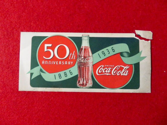Original 1936 Coca Cola 50th Anniversary Advertising Ink Blotter