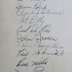 Mid 1940's Major League Baseball Players Signed Page - Dario Lodigiani, Stan Rojek & More image 5
