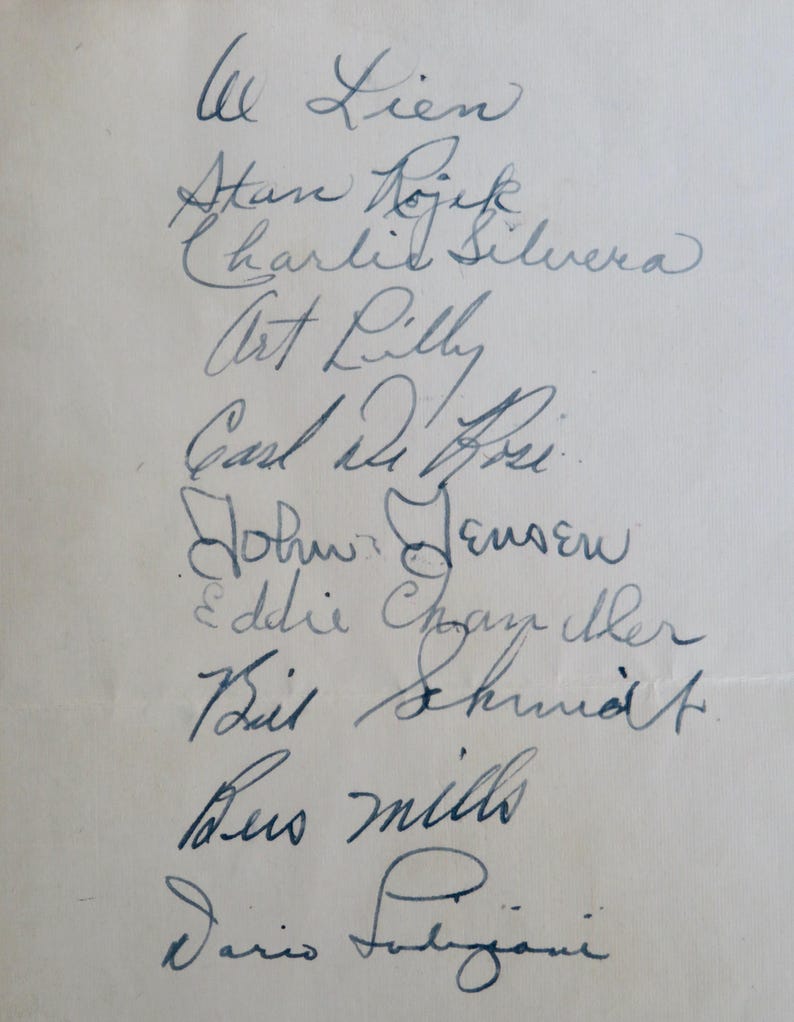 Mid 1940's Major League Baseball Players Signed Page - Dario Lodigiani, Stan Rojek & More image 5