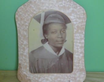 Vintage 1930's Art Deco Young African American Black Girl Celluloid Photo Frame