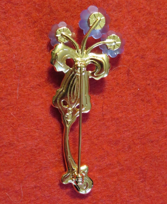Gorgeous 1990's Swarovski Crystal Gold Tone Flora… - image 4