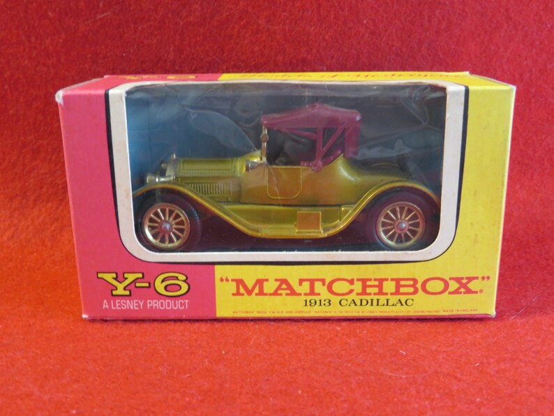 Vintage 1960's Lesney Matchbox 1913 Cadillac Y6 Car in Original