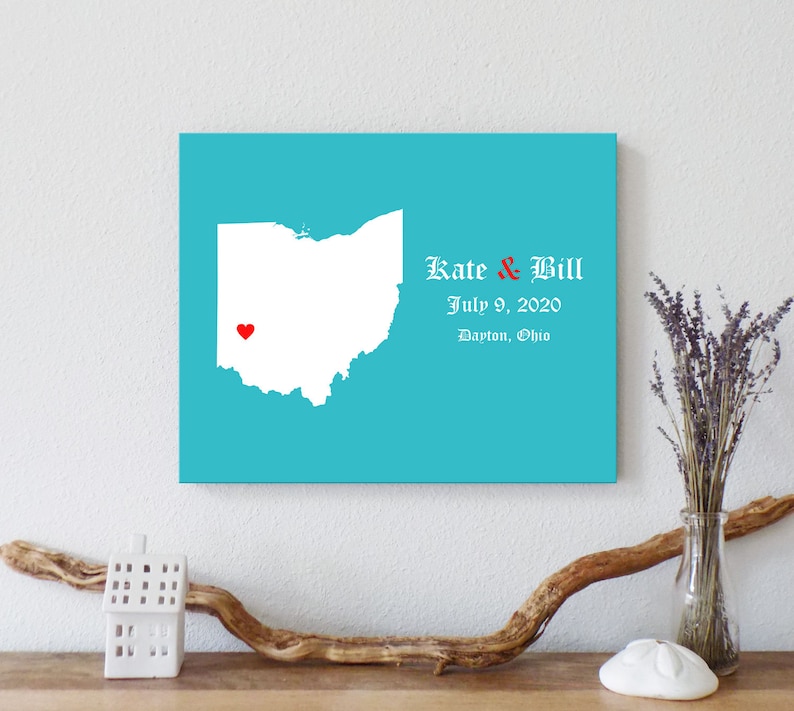 Personalized Ohio Map: Custom Ohio Wedding, Engagement Gift, Wedding ...