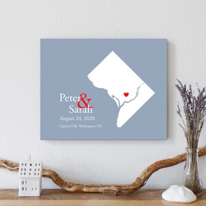 Personalisierte Washington DC Karte: Benutzerdefinierte Washington DC Hochzeit, Verlobungsgeschenk, Hochzeitsgästebuch, Hochzeitsgeschenk, Papier Jahrestagsgeschenk