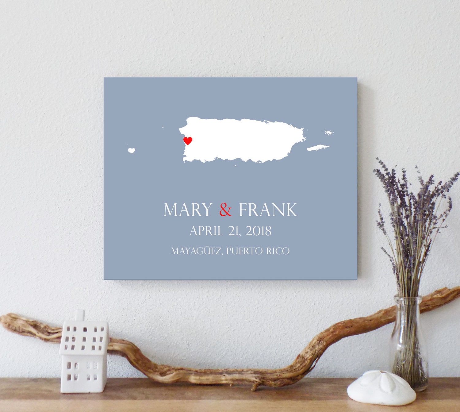 Personalized Puerto Rico Map: Custom Puerto Rico Wedding, Engagement ...