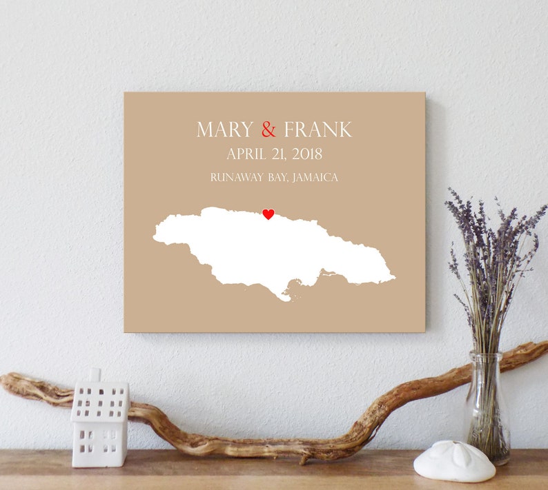 Paper Anniversary Gift Engagement Gift Personalized Jamaica Map: Custom Jamaica Wedding Wedding Gift Wedding Guest Book