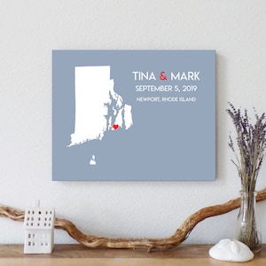 Personalisierte Rhode Island Karte: Benutzerdefinierte Rhode Island Hochzeit, Verlobungsgeschenk, Hochzeitsgästebuch, Hochzeitsgeschenk, Papier Jahrestagsgeschenk