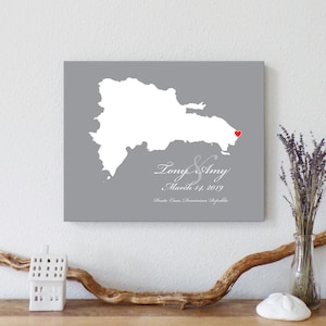 Personalized Dominican Republic Map: Dominican Republic Wedding, Engagement Gift, Wedding Guest Book, Wedding Gift, Paper Anniversary Gift