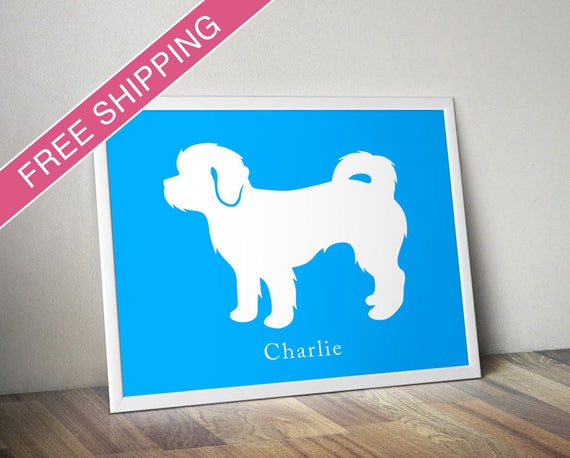 Items similar to Personalized Shih-Poo Silhouette Print with Custom