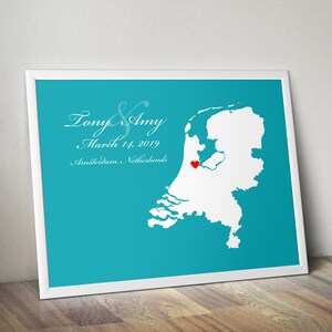Personalisierte Niederlande Karte: Benutzerdefinierte Holland Hochzeit, Verlobungsgeschenk, Hochzeitsgästebuch, Hochzeitsgeschenk, Papier Jahrestagsgeschenk