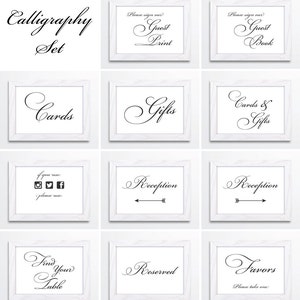 Calligraphy Wedding Signs Set 5x7 Signs Printable PDF INSTANT DOWNLOAD image 2