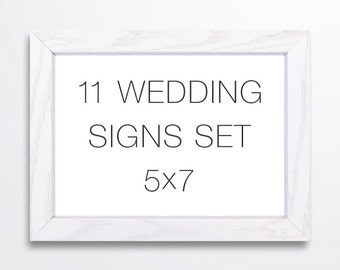 Modern Thin Wedding Signs Set -  5x7 Signs - Printable PDF INSTANT DOWNLOAD