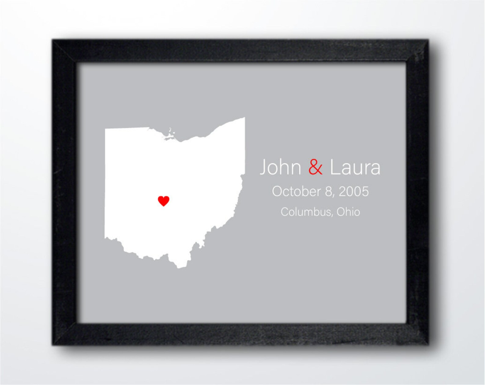 Personalized Ohio Map: Custom Ohio Wedding, Engagement Gift, Wedding ...