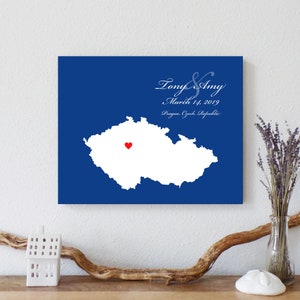 Personalized Czech Republic Map: Custom Czech Republic Wedding, Engagement Gift, Wedding Guest Book, Wedding Gift, Paper Anniversary Gift image 1