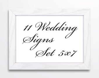 Calligraphy Wedding Signs Set -  5x7 Signs - Printable PDF INSTANT DOWNLOAD