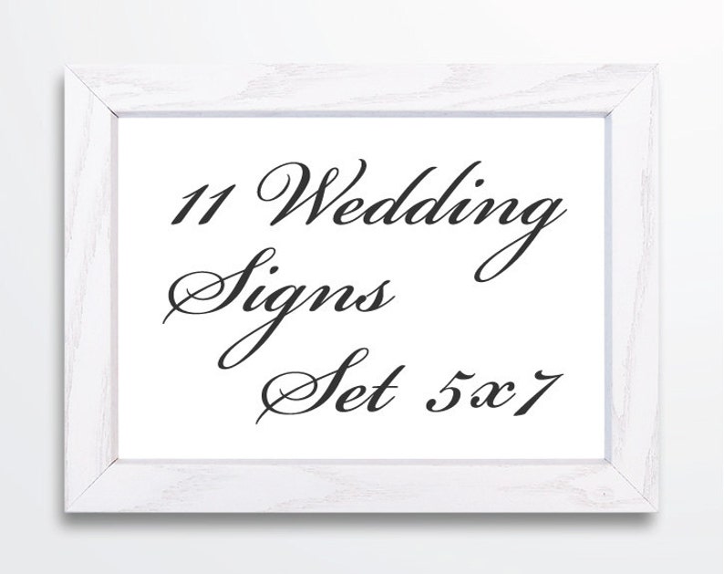Calligraphy Wedding Signs Set 5x7 Signs Printable PDF INSTANT DOWNLOAD image 1